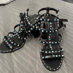Black Heels with Blue Studs